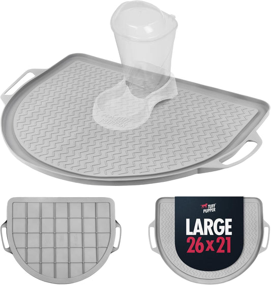 Tuff Pupper 26x21 Large Waterproof Pet Feeding Mat | Designed for Pet Fountains, Dog Gravity Water Bowls, Elevated Feeders | Raised Edges Prevent Spills | Dishwasher Safe | Non Slip Silicone Base