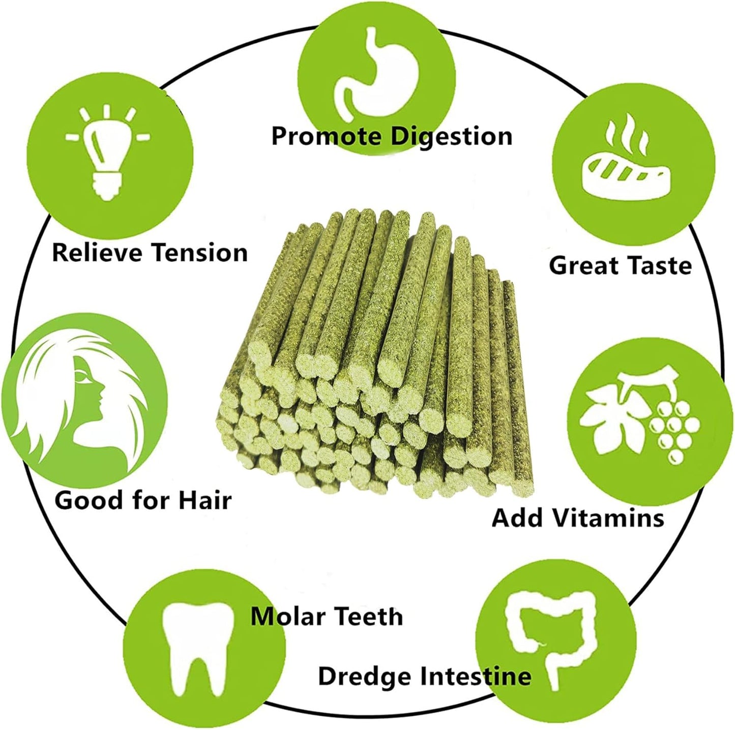 Rabbit Toys,Timothy Hay Stick for Guinea Pig Toy Bunny Chew Toys for Teeth Grinding Hamster Alfalfa Bite Treat Rabbit Molar Food Snack for Pet Rat Chinchilla Squirrel Gerbil-58PCS