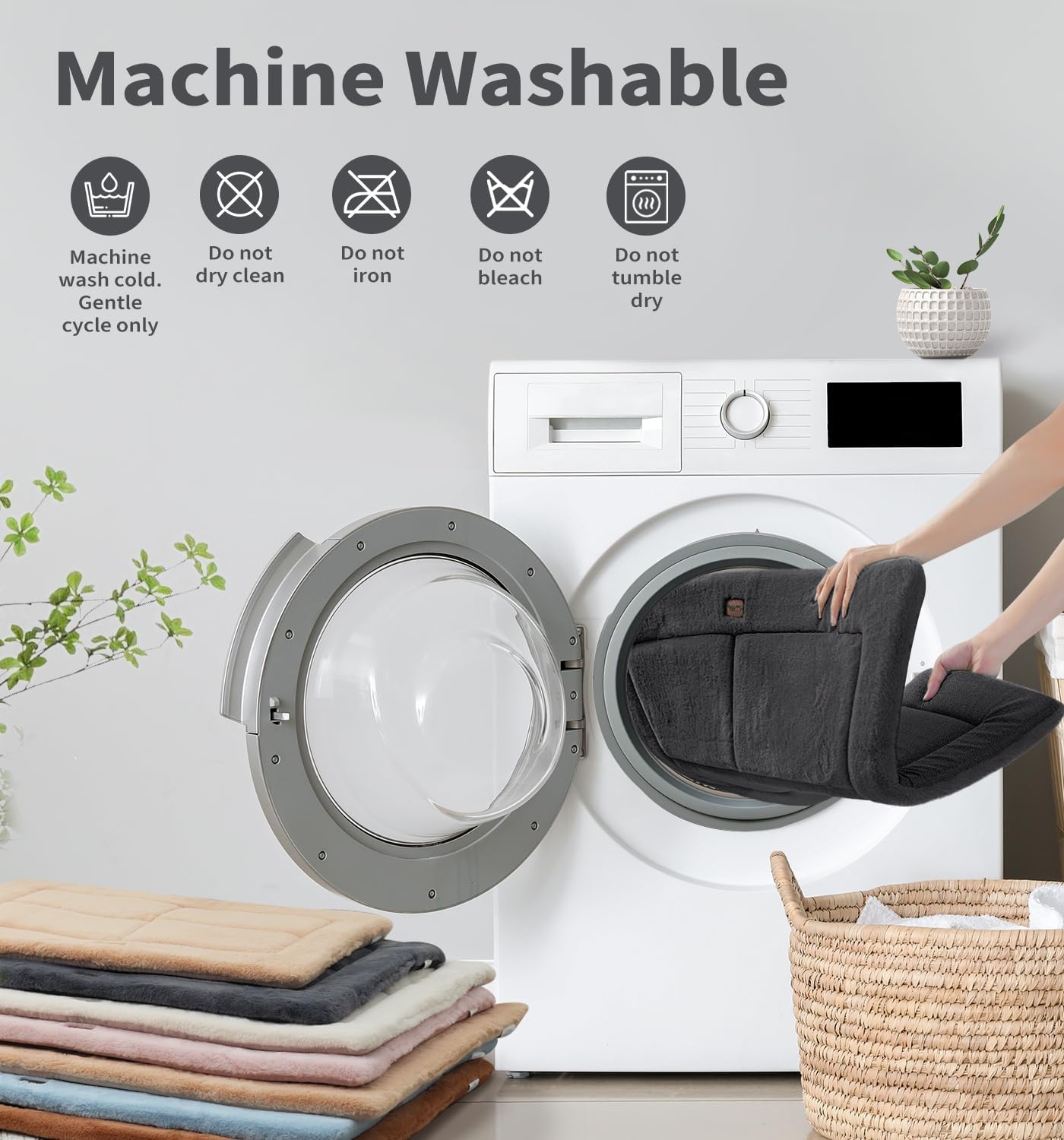 Made4Pets Dog Crate Pad Bed for Small Dogs, Washable & Reversible, Anti-Slip Kennel Mat for Cozy Sleeping, Soft Fluffy Dog Bed for Indoor & Outdoor Use, 24"x18", Dark Gray