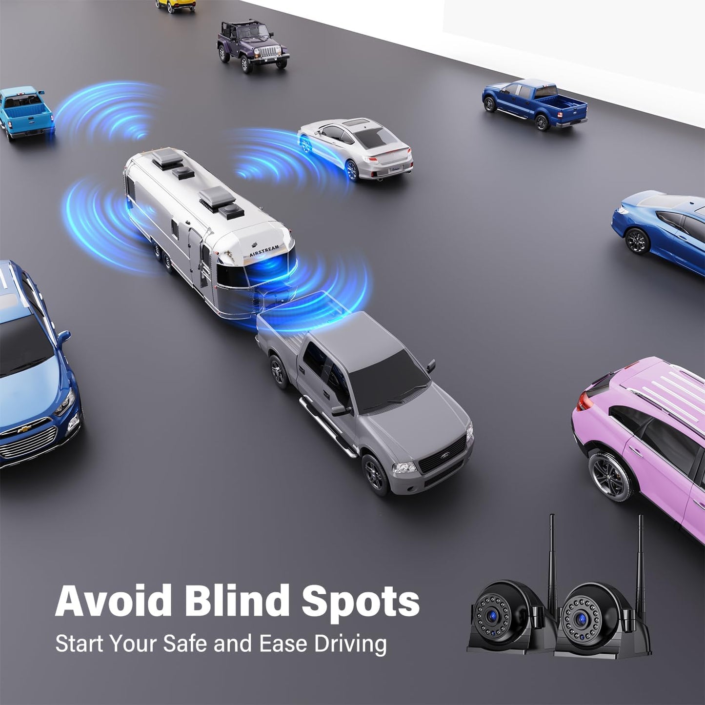 10" Wireless Backup Camera System, HD 1080P Digital Back Up Camera Systems with 10 Inch Quad Split DVR Monitor for Truck, RV, Trailer, W102