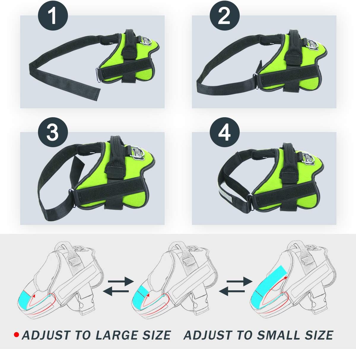 Bolux Dog Harness, No-Pull Reflective Dog Vest, Breathable Adjustable Pet Harness with Handle for Outdoor Walking - No More Pulling, Tugging or Choking (Green, XS)