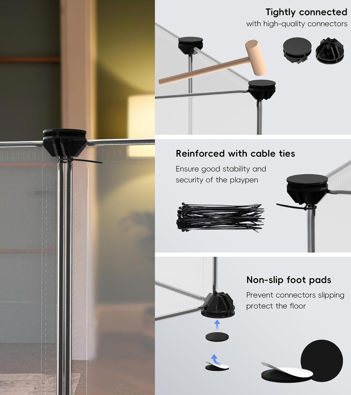 Small Animal Playpen, Guinea Pig Cages, 24 Panels Pet Playpen for Hamsters, Hedgehog, Bunny, Ferret, Indoor Outdoor Plastic Fence, 48.5 x 24.8 x 24.8 inches