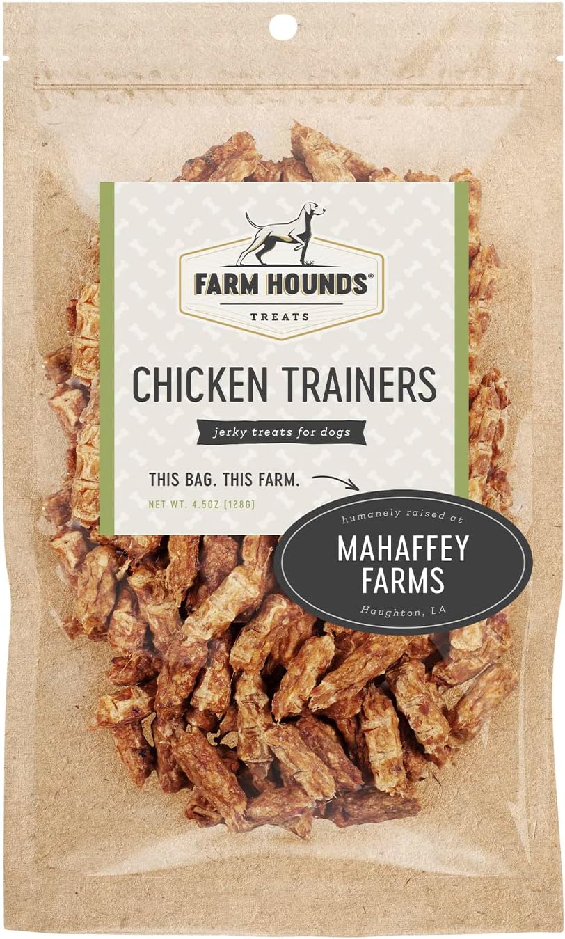Farm Hounds - Chicken Trainers - Premium Natural Jerky for Dogs - 100% Humanely Raised Chicken - Easy-Break - Great for Training & Treats - No Added Fillers - Made in USA - 4.5oz - 1 Pack