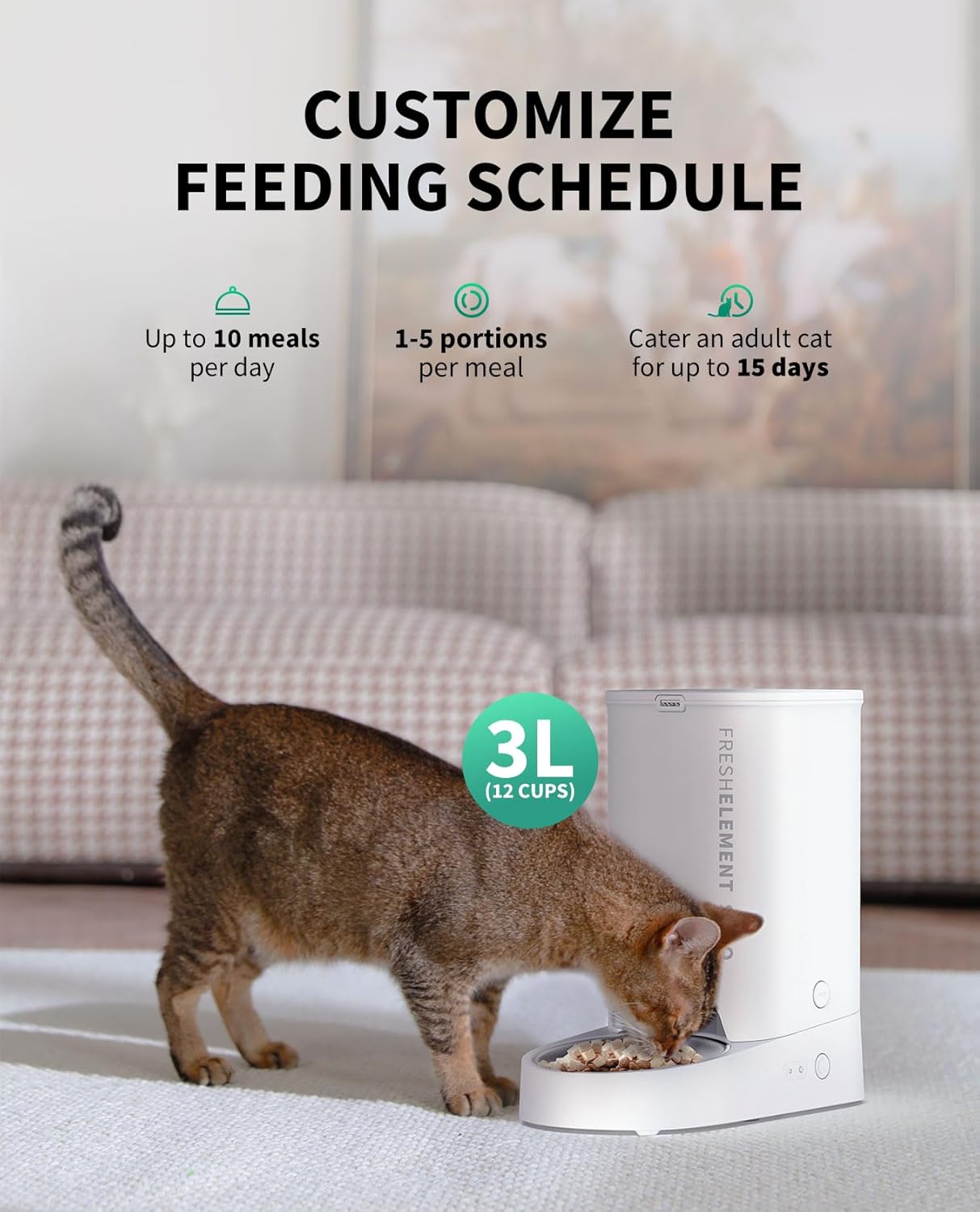 PETKIT Automatic Cat Feeder, 2.4G WiFi Automatic Dog Feeder, App Control Pet Food Dispenser with Triple Fresh-Lock System, Up to 10 Meals Per Day, Schedule Feeding, Food Shortage Alert, 3L Capacity