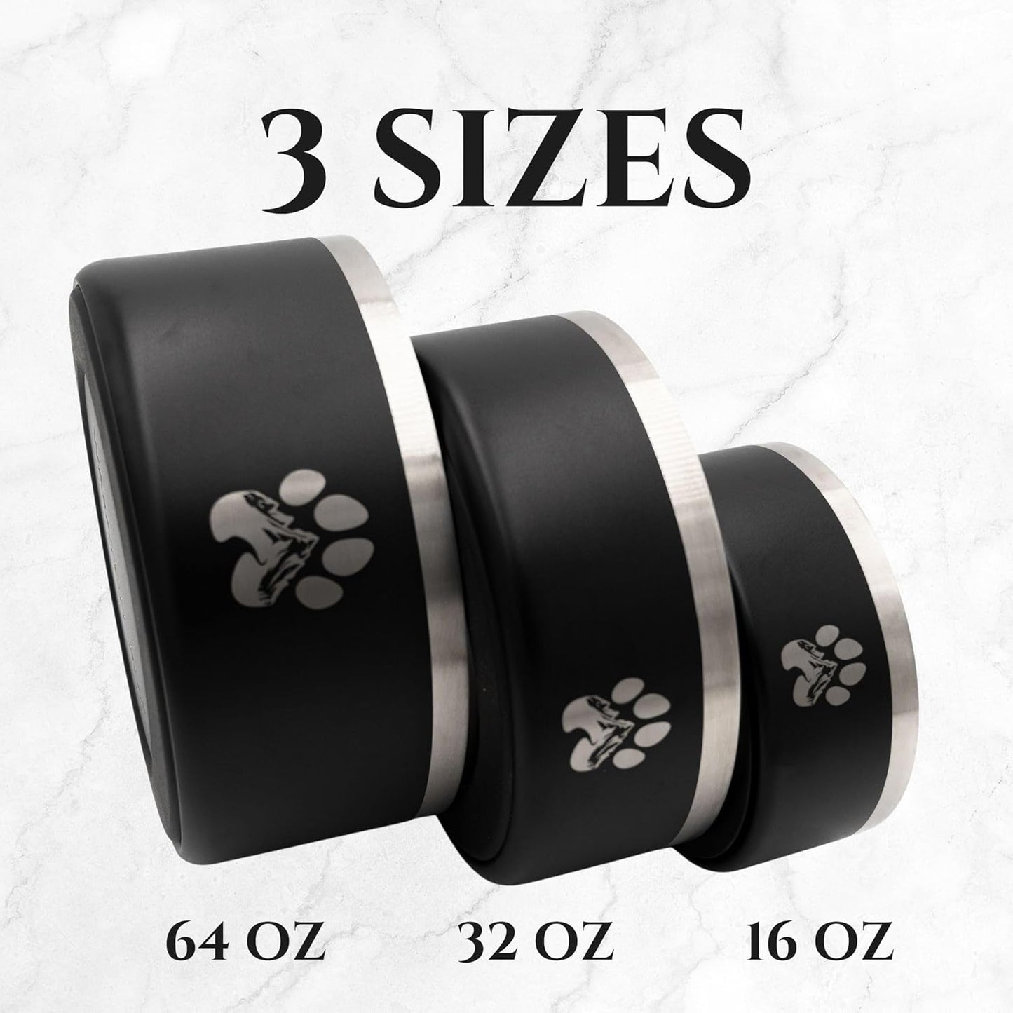 Stainless Steel Dog Bowl for Small-Large Dogs | Double Wall Insulated, Non-Slip Base Heavy Duty Water and Food Bowls for Dogs & Cats | Pet Safe BPA Free & Dishwasher Safe | 32 Oz - Black