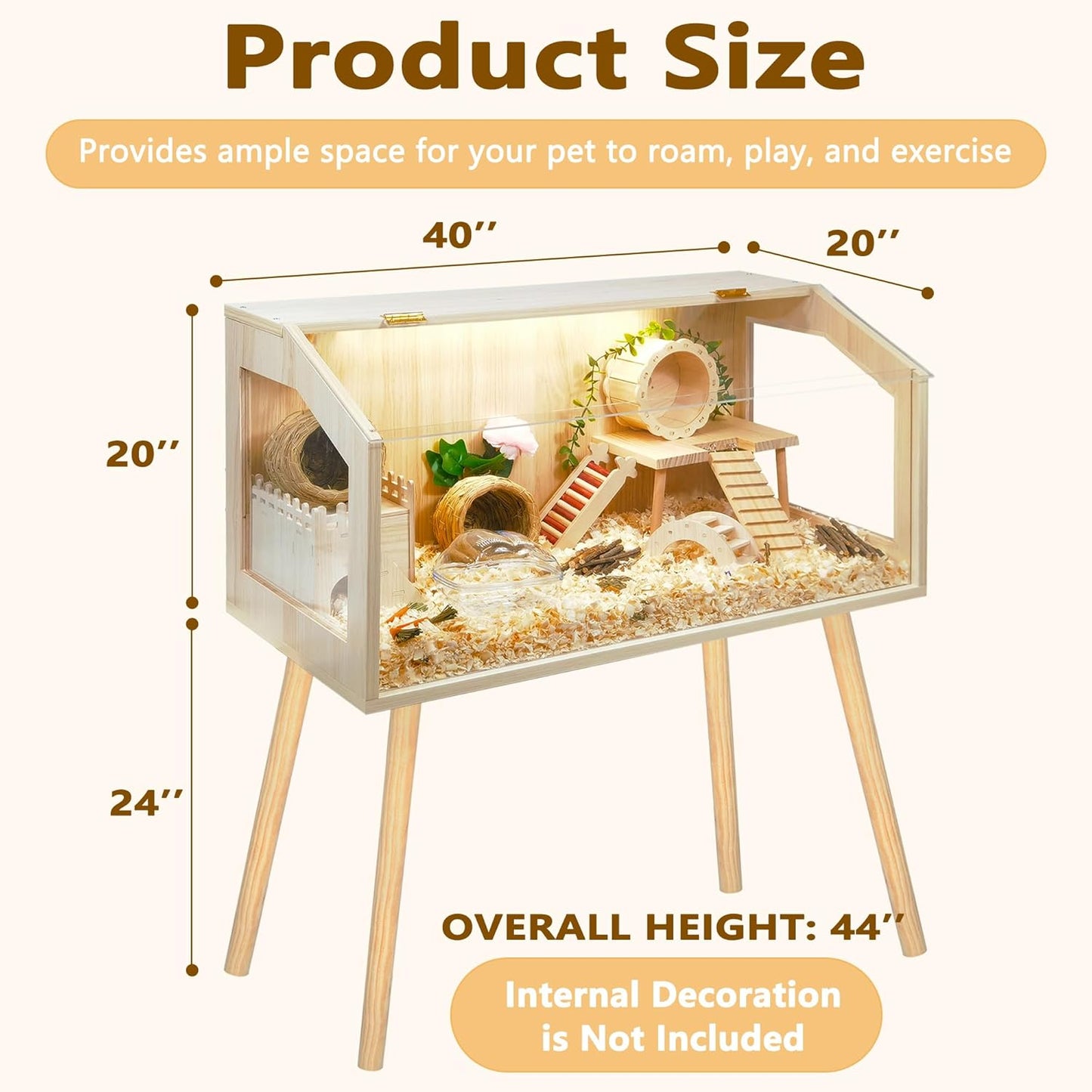 Prolee Hamster Cage with Legs, Guinea Pig Cages Chew Proof, Hamster House, Hamster Cages and Habitats, 32" L x 16" W x 40" H