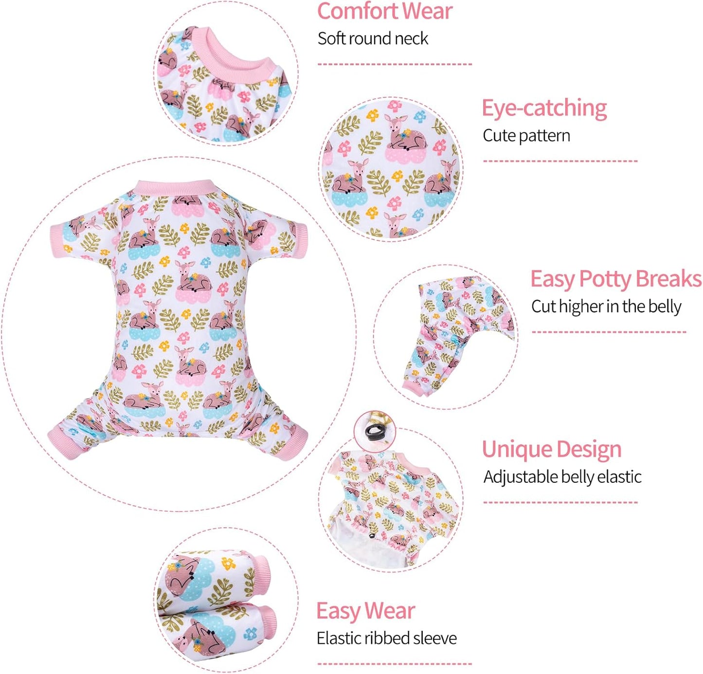 CuteBone Small Dogs Outfit Soft Puppy Onesies Pjs Dog Pajamas Pet Coat Cat Apparel Comfy Doggie Jumpsuit Bodysuit for All Seasons P286L