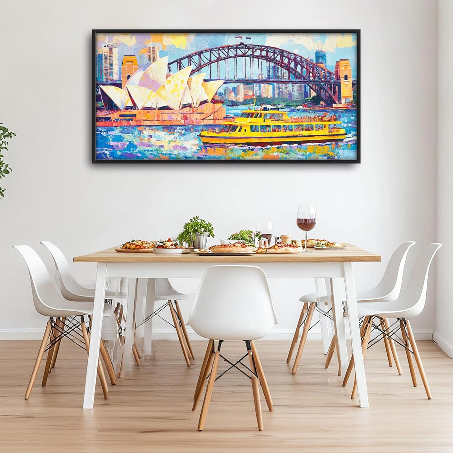 Extra Large Sydney Opera House Framed Wall Art for Living Room,Oversized Abstract Harbour Bridge Cityscape Pictures Wall Decor,Canvas Print Painting Modern Artwork Bedroom Office Bathroom 60L" x 30W"