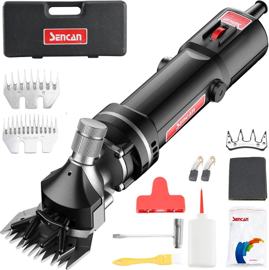 Sheep Clippers, 750W Farm Livestock Grooming Kit for Equine, Goat, Pony, Cattle and Large Thick Coat Animals (6 speeds, with 2 Blades)