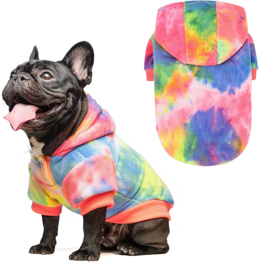 BEAUTYZOO Tie Dye Dog Hoodie Sweaters for Small Medium Size Dogs Girls Boys- Premium Quality, Ultra Soft, Superior Comfort Fit,Breathable Fleece Hooded Sweatshirt- Cold Weather Pet Clothes Winter Coat