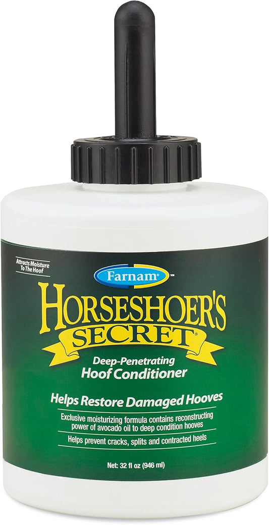 Farnam Horseshoer's Secret Deep-Penetrating Hoof Oil for Horses, Conditions Dry Hooves and Prevents Cracks, Splits and Contracted Heels, Contains Avocado Oil, 32 Oz.