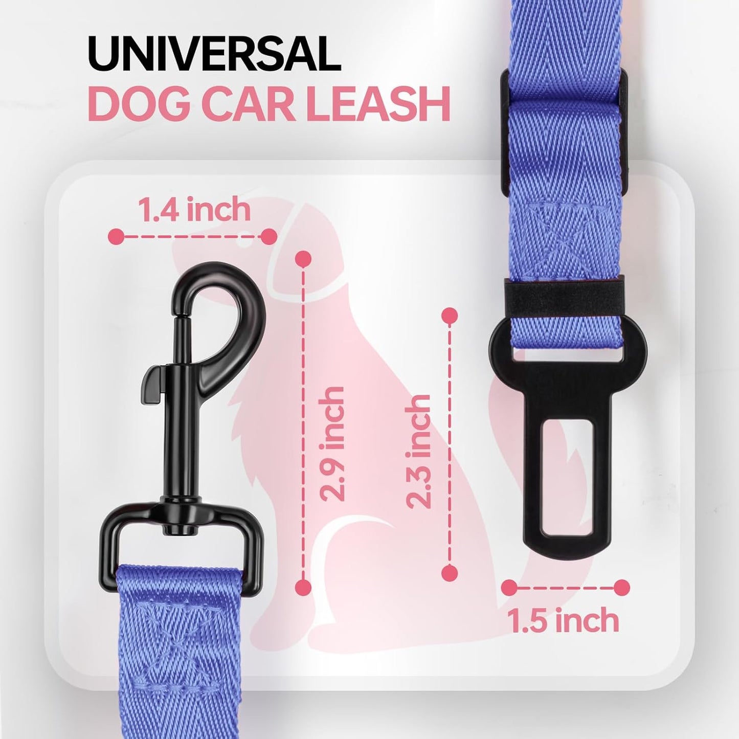 3 Pack Thickened Dog Seat Belt, Set Retractable Dog Car Adjustable Seatbelts for Vehicle Nylon Pet Safety Heavy Duty & Elastic & Durable Car Harness for Dogs, Blue