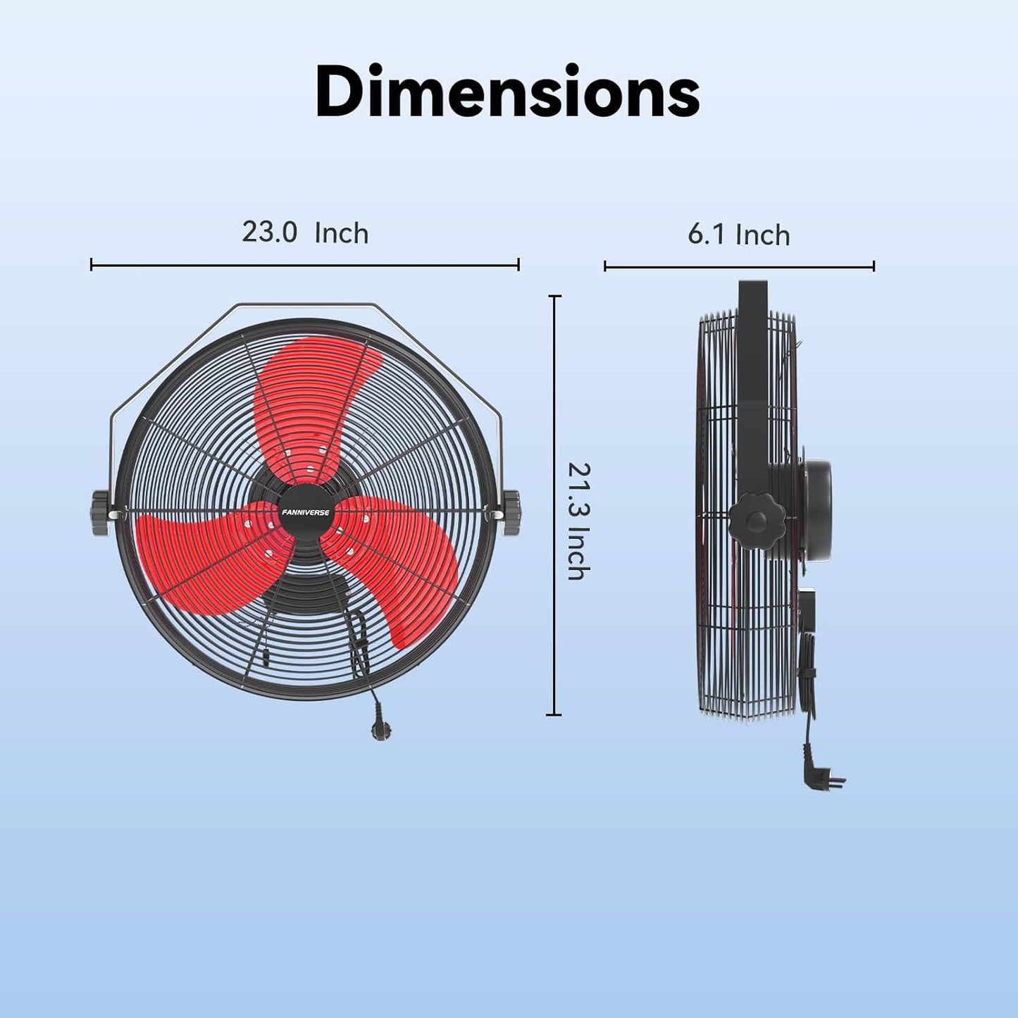 18 Inch Wall Fan Pro Series - 4900 CFM 3 Speed High Velocity Industrial Wall Mount Fans for Commercial, Residential, Warehouse, Covered Patio, Shop, Garage, Barn, Gazebo UL Safety Listed