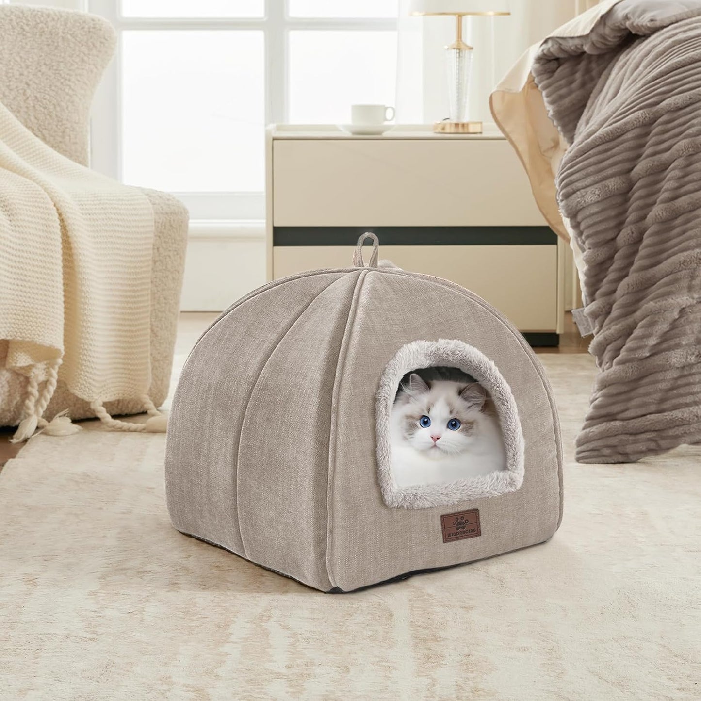 Cat Bed for Indoor Cats - Cat Cave Cat House Cats Tent with Removable Washable Cushioned Pillow, Soft and Self Kitten beds