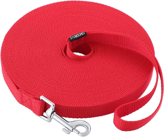Dog/Puppy Obedience Recall Training Agility Lead -15ft 20ft 30ft 40ft 50ft Training Leash - Great for Play, Camping, or Backyard - Red 50ft