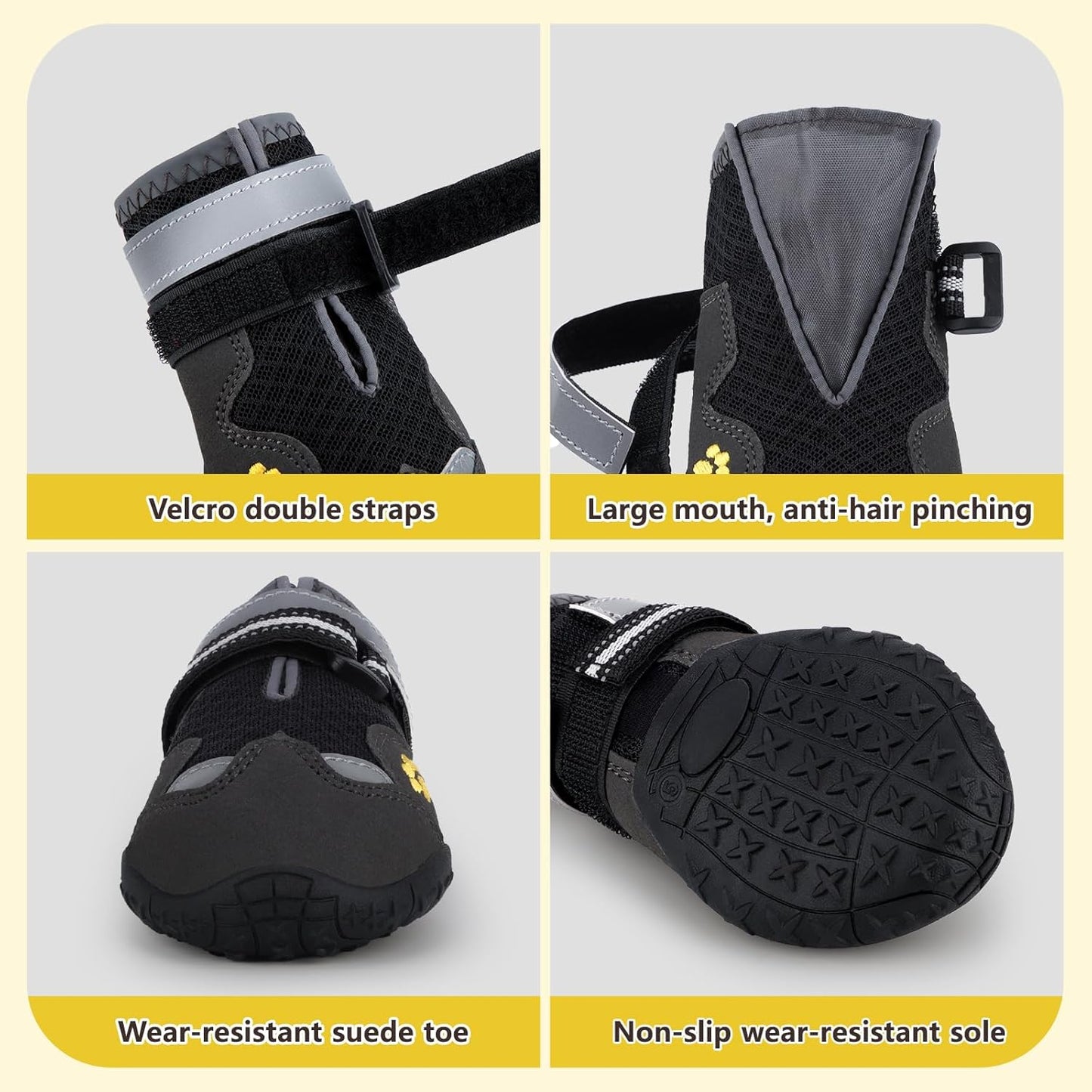 Dog Shoes for Large Medium Small Dog, Mesh Breathable Dog Shoes for Hot Pavement, Anti-Slip Dogs Boots Paw Protectors with Reflective for Outdoor Walking Indoor Hardfloors (Size 3)