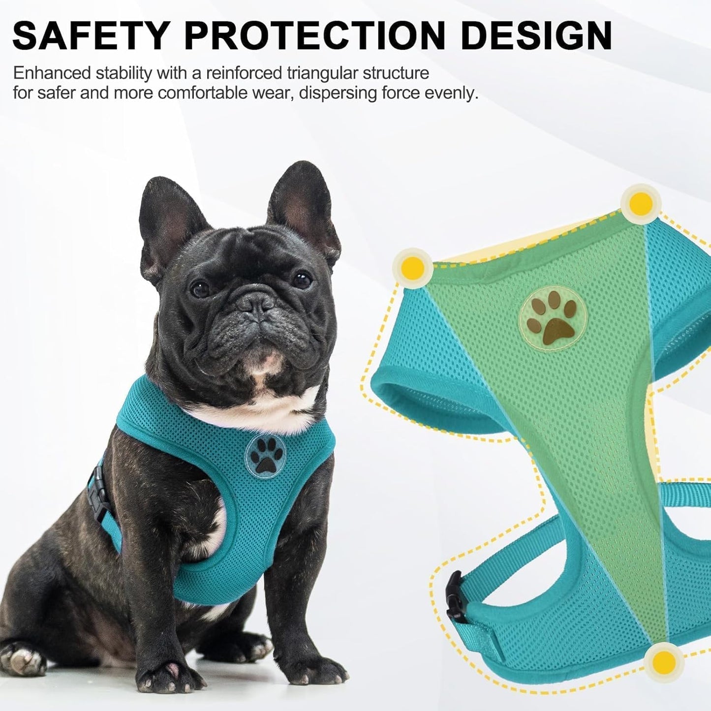 BINGPET Small Dog Harness - Breathable Mesh Puppy Cat Harnesses - No Pull Adjustable Dog Harness Dog Vest Harness for Small and Medium Dogs