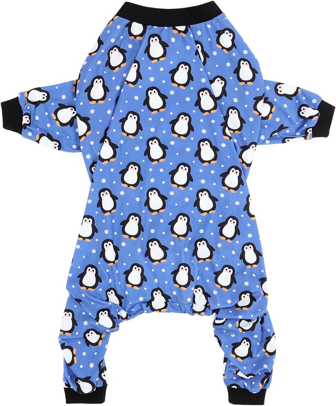 HDE Dog Pajamas One Piece Jammies Jumpsuit Pet Clothes Outfit Stretchy Lightweight Comfy Shirt Pjs for M-3XL Dogs Penguin Polka Dots - M