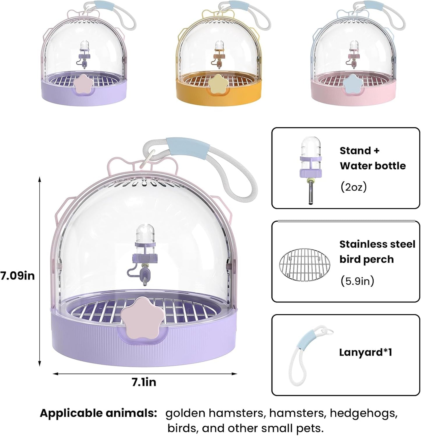Birdcages,Carriers,Small Bird Travel Cage Carrier, Bird Carry Transport Bag，Small Animal Carrier, Travel Carry-Out Cage with Water Bottle (Yellow)