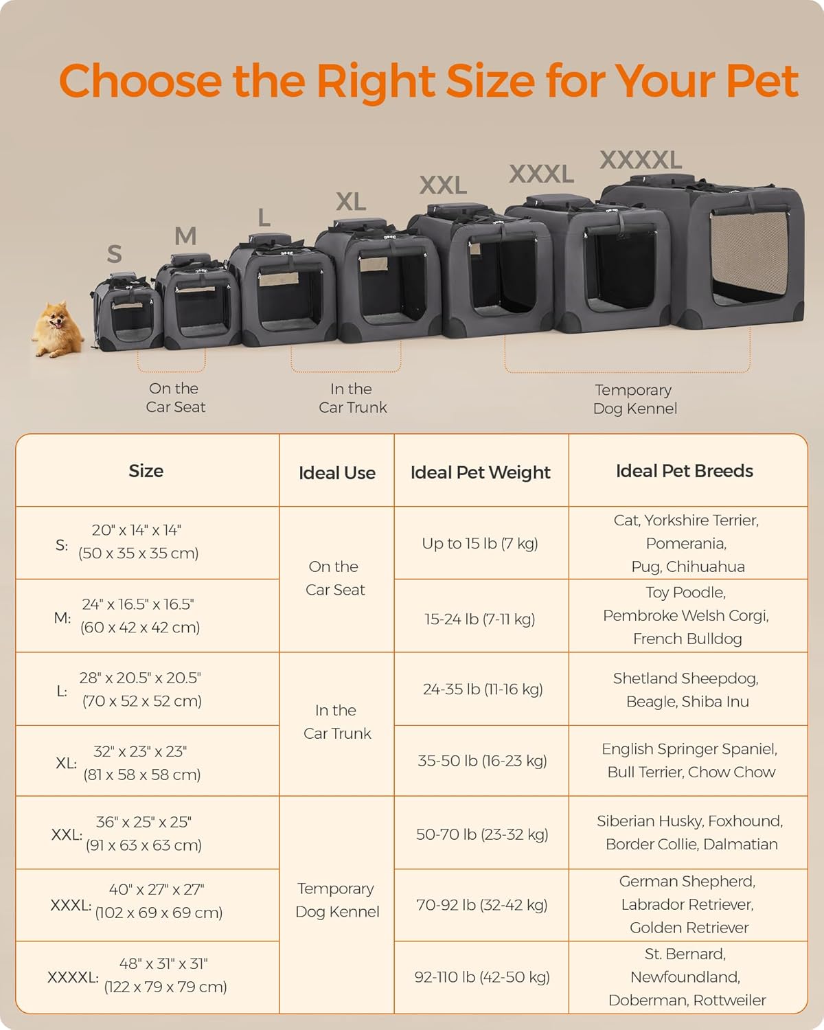 Feandrea 24 Inches Collapsible Soft Dog Crate, Portable Travel Dog Crate for Indoor and Outdoor Use, Dog Carrier Kennel with Safety Zippers, for Living Room, Car, Travelling, Camping, Gray UPDC60GY