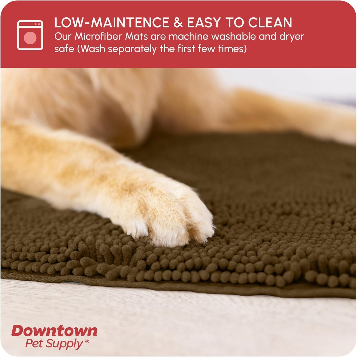 My Doggy Place Microfiber Dog Mat for Muddy Paws, 36" x 26" Brown - Absorbent and Quick-Drying Dog Paw Cleaning Mat, Washer and Dryer Safe - Non-Slip Rubber Backed Dog Floor Mat, Large
