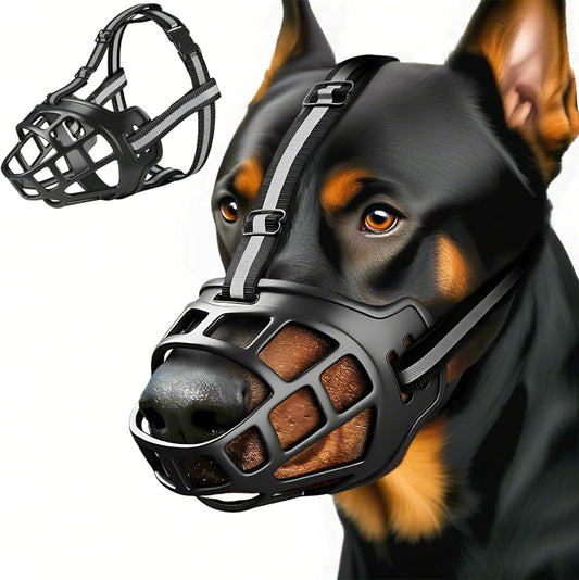 Dog Muzzle, Breathable Basket Muzzles for Small Medium Large Sized Dogs, Adjustable Humane Cage Mouth Cover for Scavenging Grooming Biting Chewing, Allows Panting and Drinking(Soft Rubber, XL)