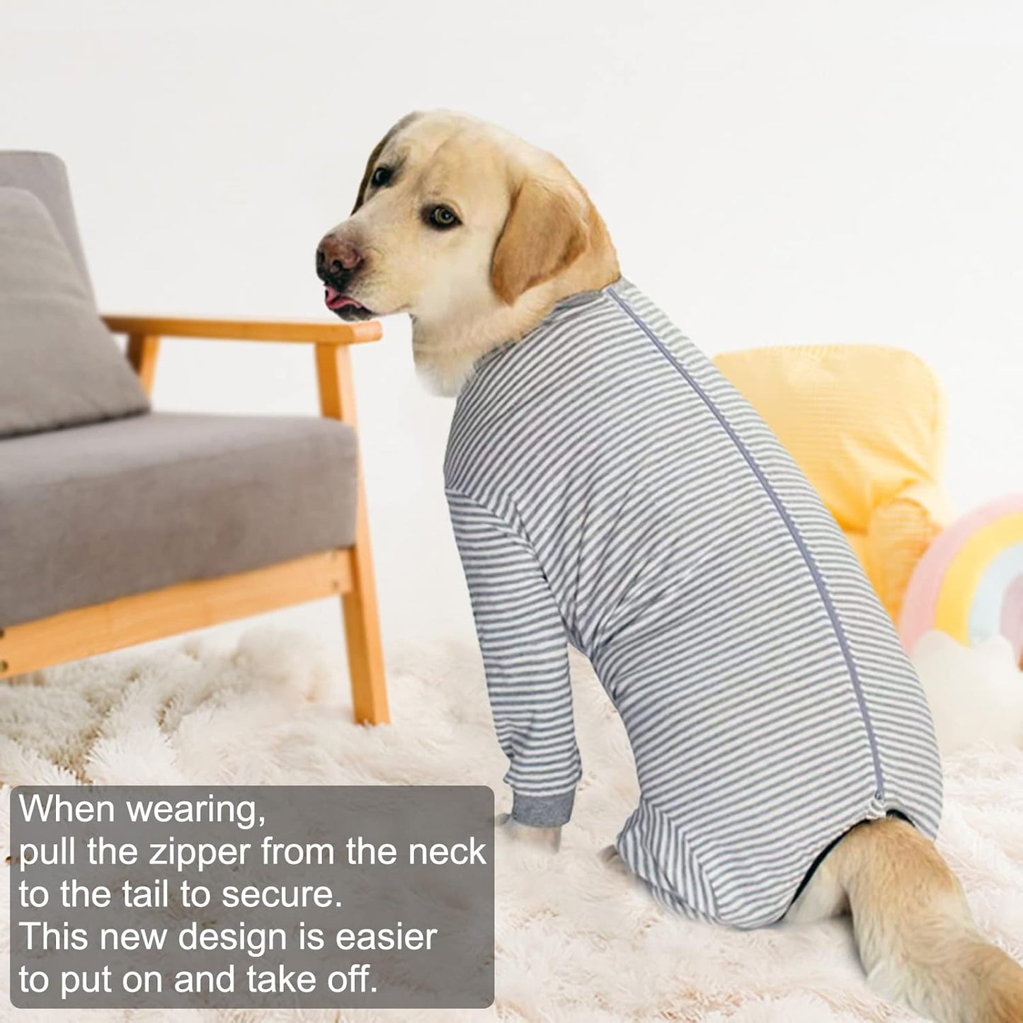 Yeapeeto Dog Onesie Surgery Recovery Suit for Large Medium Bodysuit Dogs Pajamas PJS Full Body for Shedding, Prevent Licking, Wound Protection, Cone Alternative (6X-Large (Pack of 1), Grey)