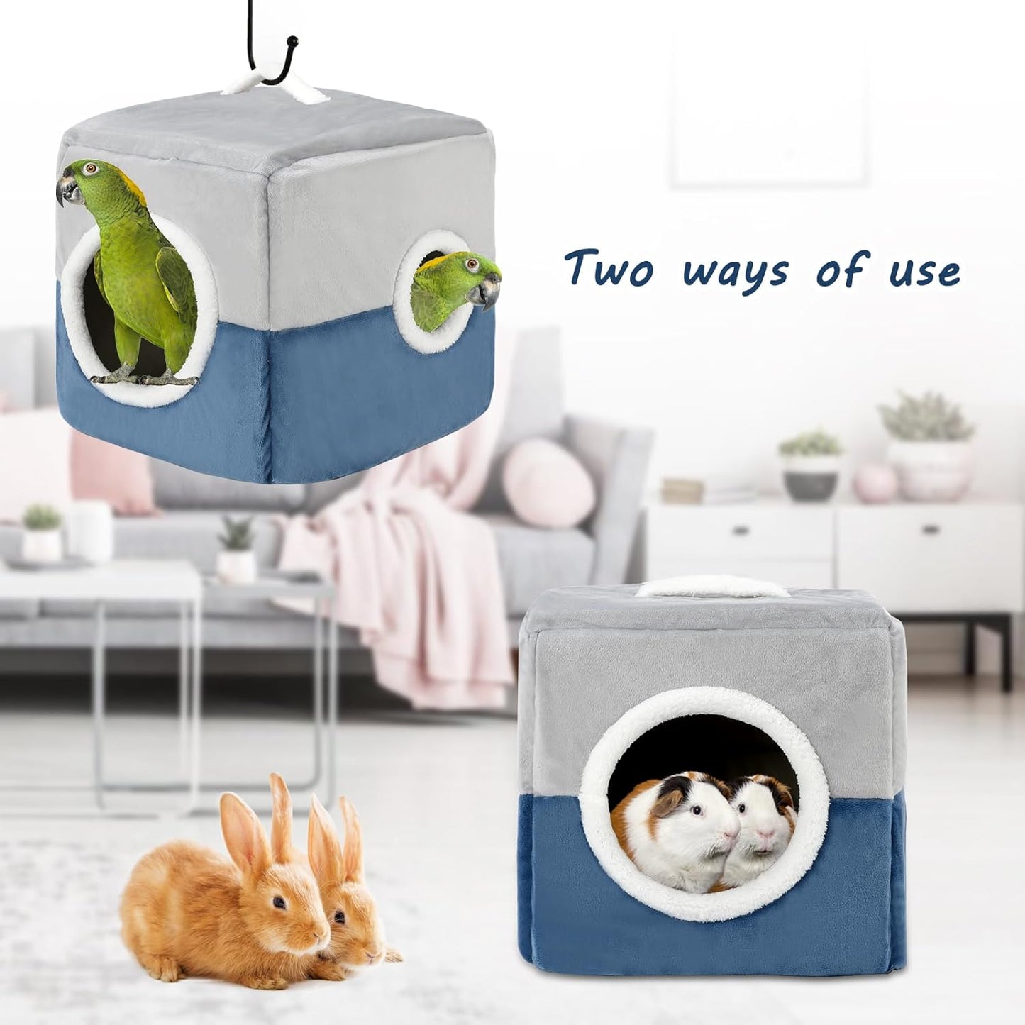 Large Size Parrot Nest House Bed, Winter Warm Bird Snuggle Hut Comfortable Hanging Birds House Cage Hideaway Cave Bed for Large Birds Amazon Parrots African Grey Cockatoos Macaws