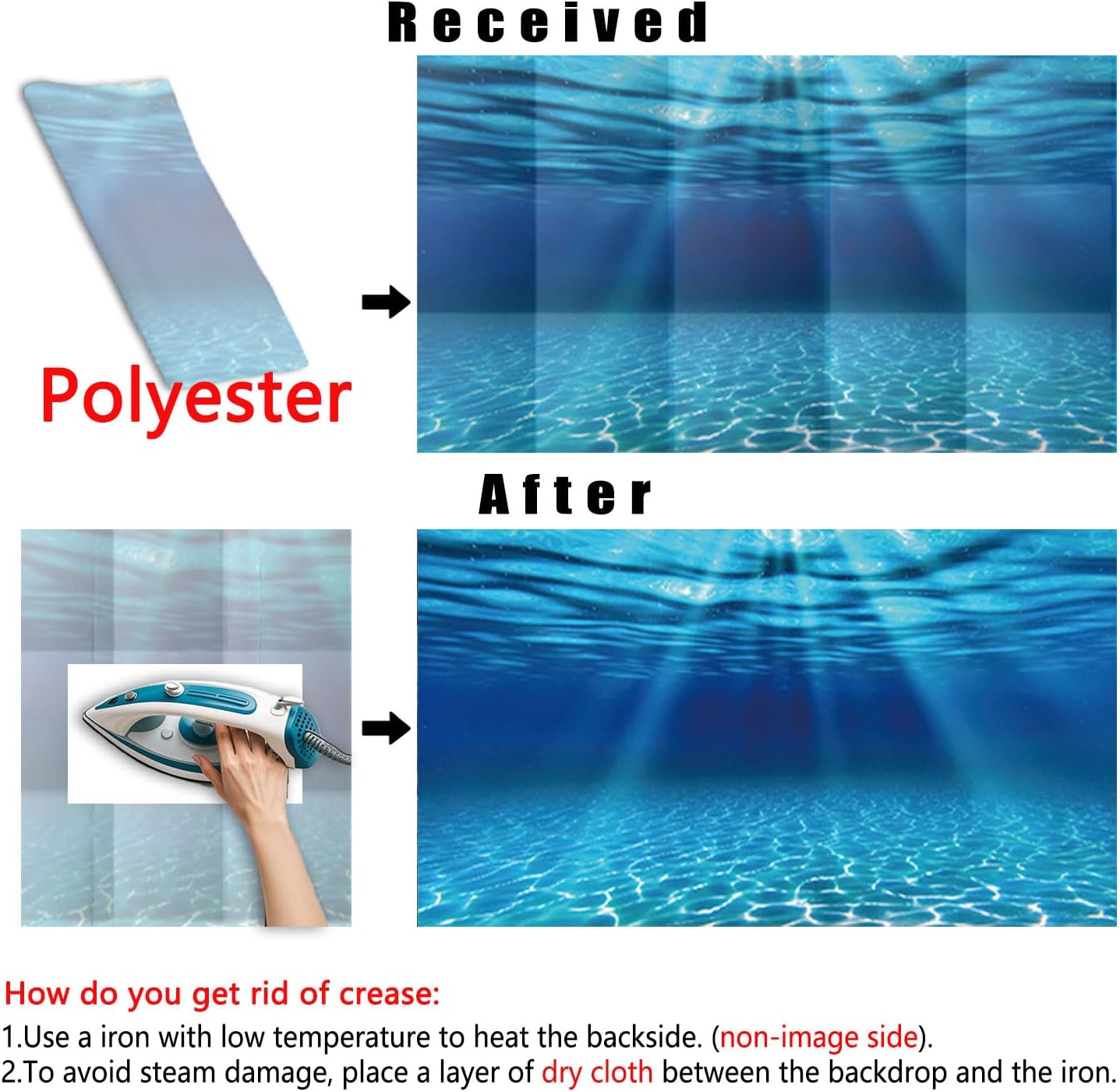 Natural Undersea Aquarium Background, Underwater Ocean Sunlight Fish Tank Background 48X24IN with 8 EVA Double-Sided Tape