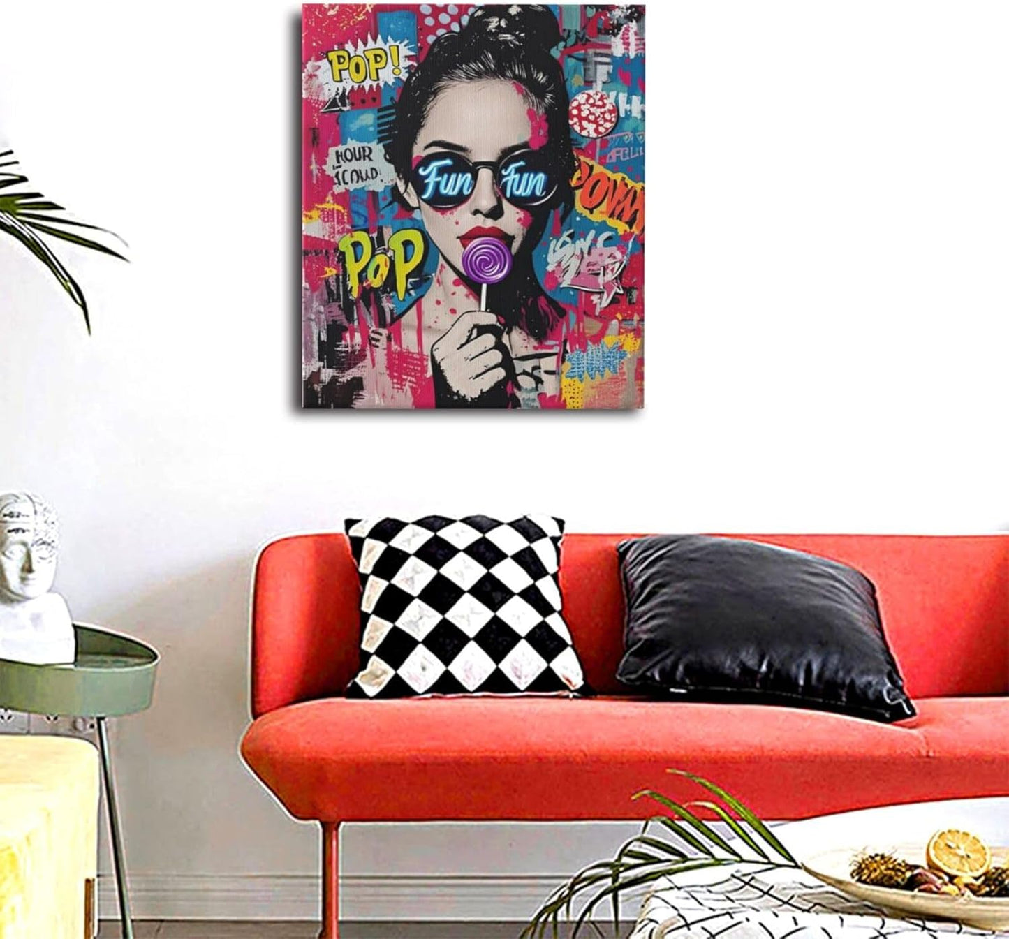 Fashion Women Wall Art Glam Modern Artwork for Girls Banksy Street Graffiti Pop Art Canvas Pictures Painting Print Framed Decorations Gifts for Bedroom Living Room Office 20"x24"