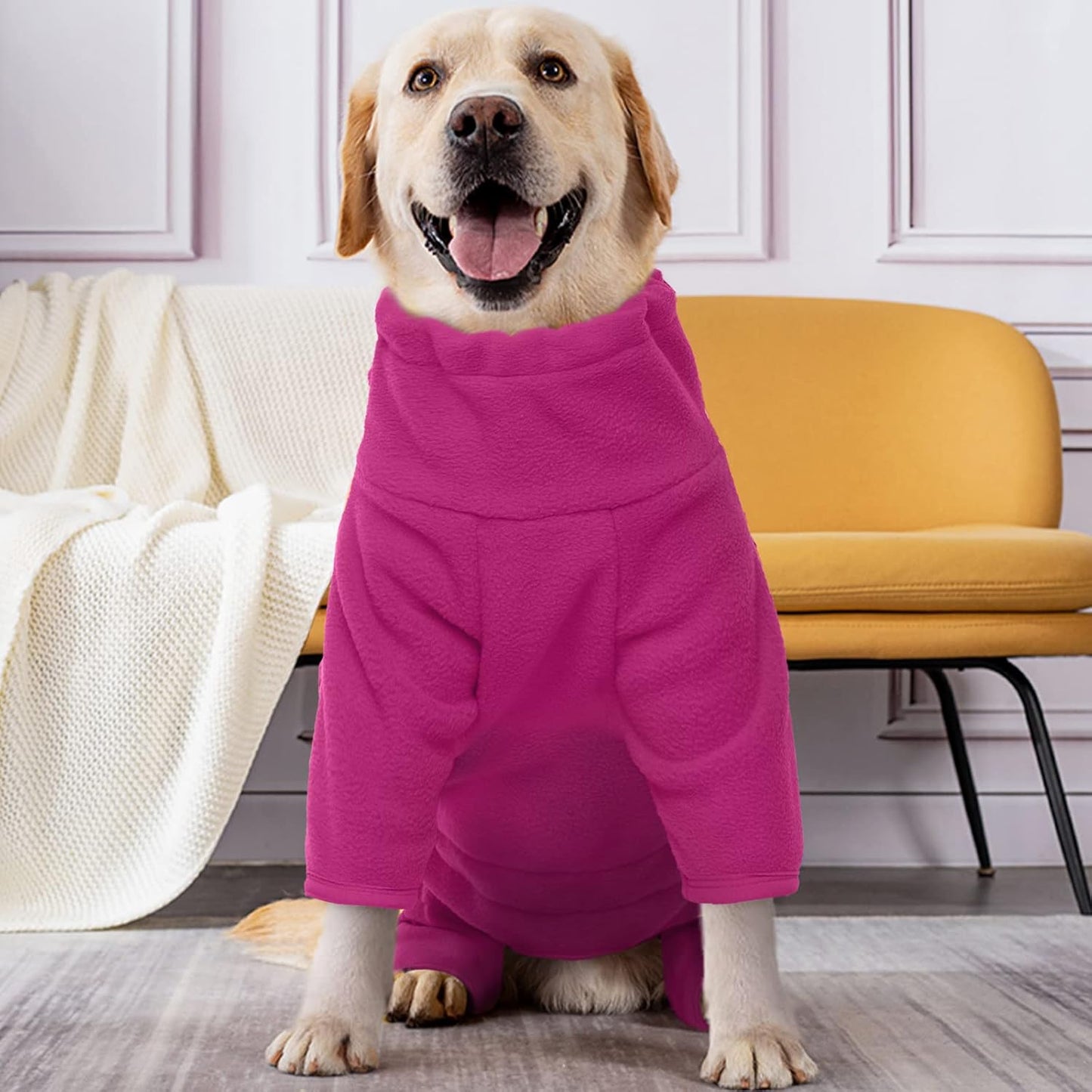 ROZKITCH Fleece Dog Coat, Pet Windproof Warm Cold Weather Jacket Vest Cozy Jumpsuit Apparel Outfit Clothes for Small Dog Walking Hiking Sleep Pink 2XS