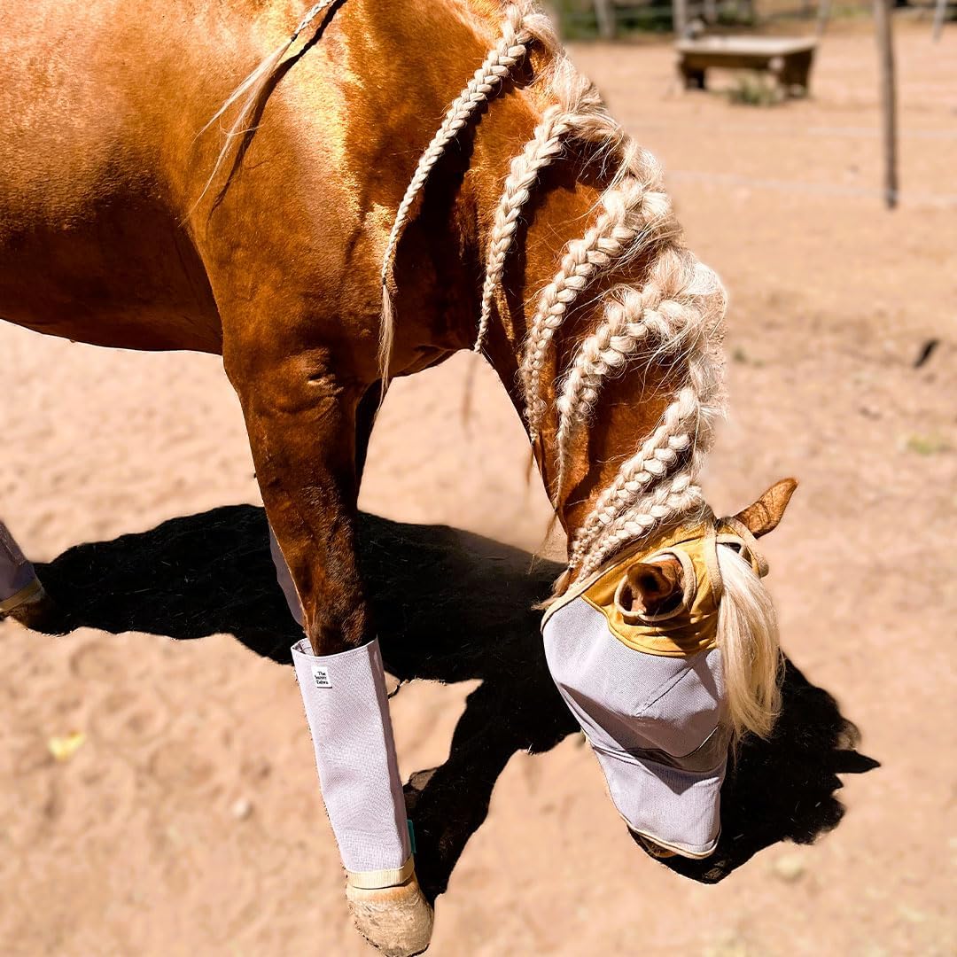 Fly Masks for Horses, 70% Uv-Block, Breathable Fly Mask for Equines, Durable, Comfortable Fit for All-Day Protection, Horse Size (Horse Fly Mask, with Nose)