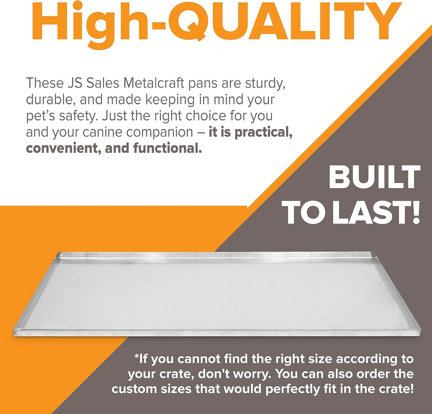 35.25" x 17.5" Metal Replacement Dog Crate Pan Chew Proof Crack Proof Pet Kennel Tray Central Dog Training Crate Pan Pet Supplies, Galvanized, 1" H