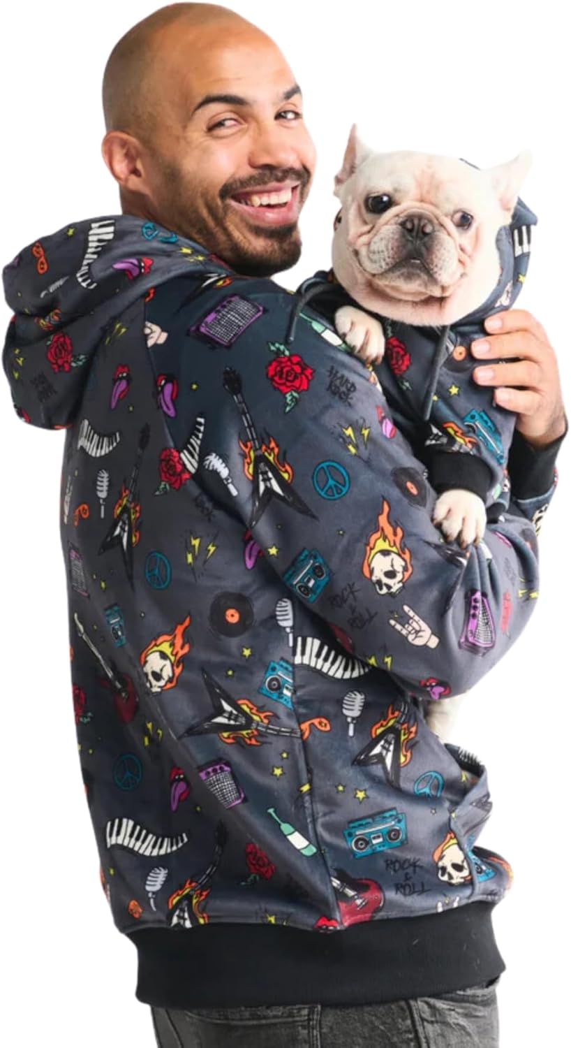 Spark Paws Dog Hoodie – Premium Dog Sweater for Small, Medium, and Large Dogs | Warm Outfits for French Bulldogs, Pitbull, Puppy, Winter Jacket Alternative - Rock and Roll -4XL