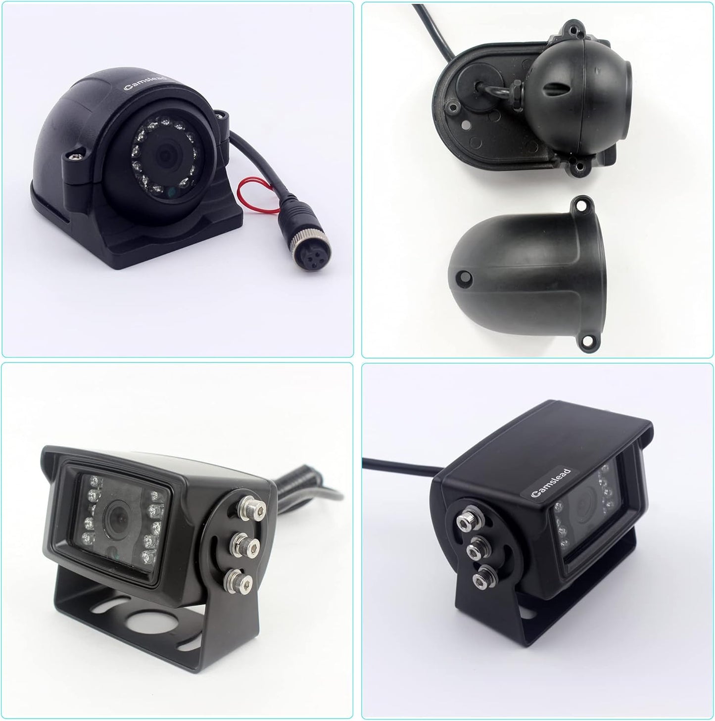 10 inch Screen 1080P Backup Camera System with Wired, DVR Recorder, Quad Split Screen, Car Monitor + 2X Waterproof Reversing Cameras + 2X Safety Sides Camera, for Camper, Trailers, Truck, RV