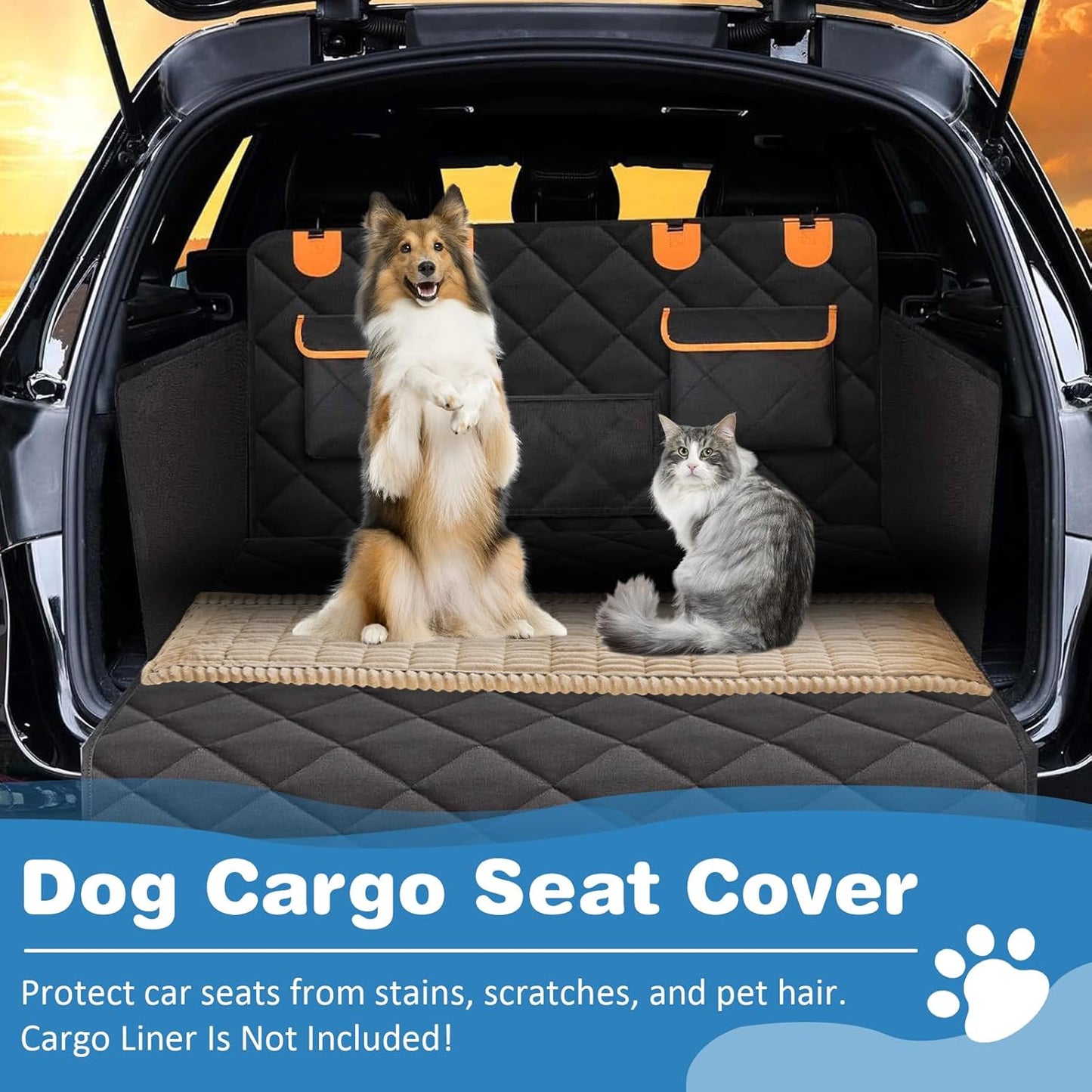 VClife Dog Bed Mat for Car, Anti Slip Pet Bed Travel Pad Comfortable Furry Dog Car Seat Cover for Backseat Extender, Washable Pet Cushion Bed Mat for Indoors & Outdoors (Brown, 51"×23.6")