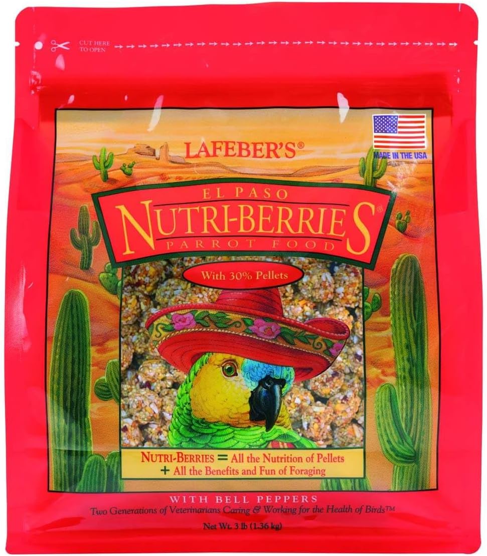 LAFEBER'S El Paso Nutri-Berries Pet Bird Food, Made with Non-GMO and Human-Grade Ingredients, for Parrots, 3 lb