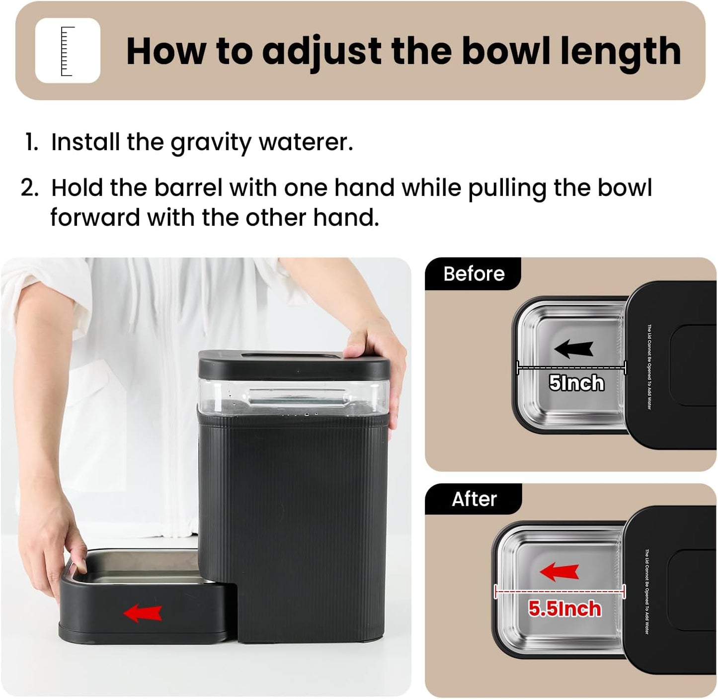 Gardner Pet Automatic Dog Water Dispenser Gravity Waterer with Stainless Steel Bowl Water Dispenser 8.5L Large Capacity Water Feeder for Dogs Cats Pets, BPA-Free Noise-Free (White, 8.5L)