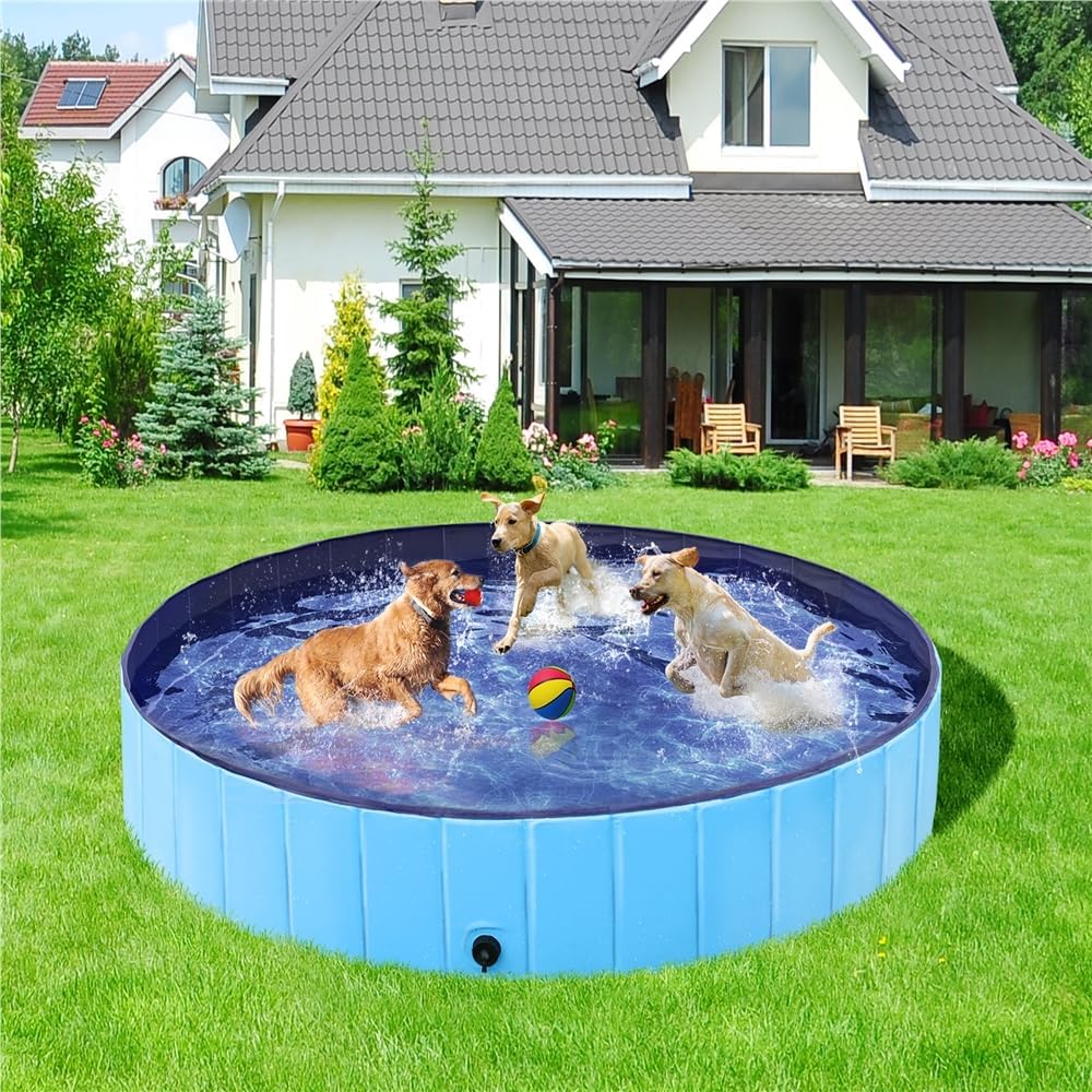 Yaheetech Foldable Dog Pet Bath Pool Hard Plastic Doggy Duck Swimming Pool Collapsible PVC Outdoor Bathing Tub Dog Pools for Large Medium Small Dogs XXXL