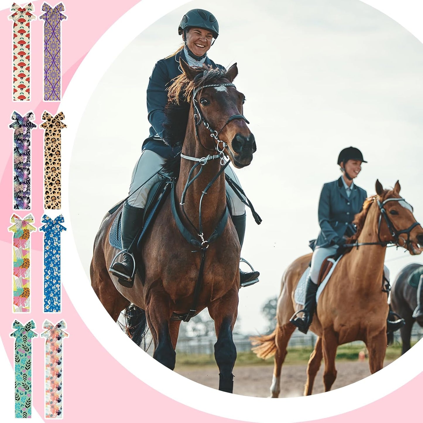 Eccliy 8 Pcs Horse Tail Bag Breathable Guard Stretchy 22" Slip on Horse Tail Wrap 2 Strand Closure Straps Grooming Supplies to Keep from Dirt Breakage Rubbing 8 Designs