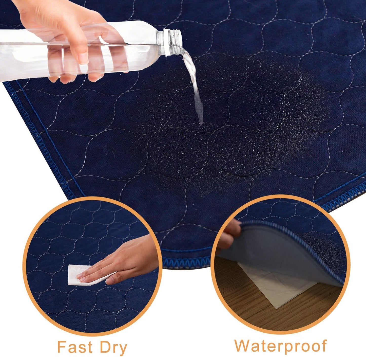 2Pack Washable Pee Pads for Dogs 18”x24”, Quick Dry Puppy Pads, Waterproof, Non Slip, Premium Reusable Dog Training Pads