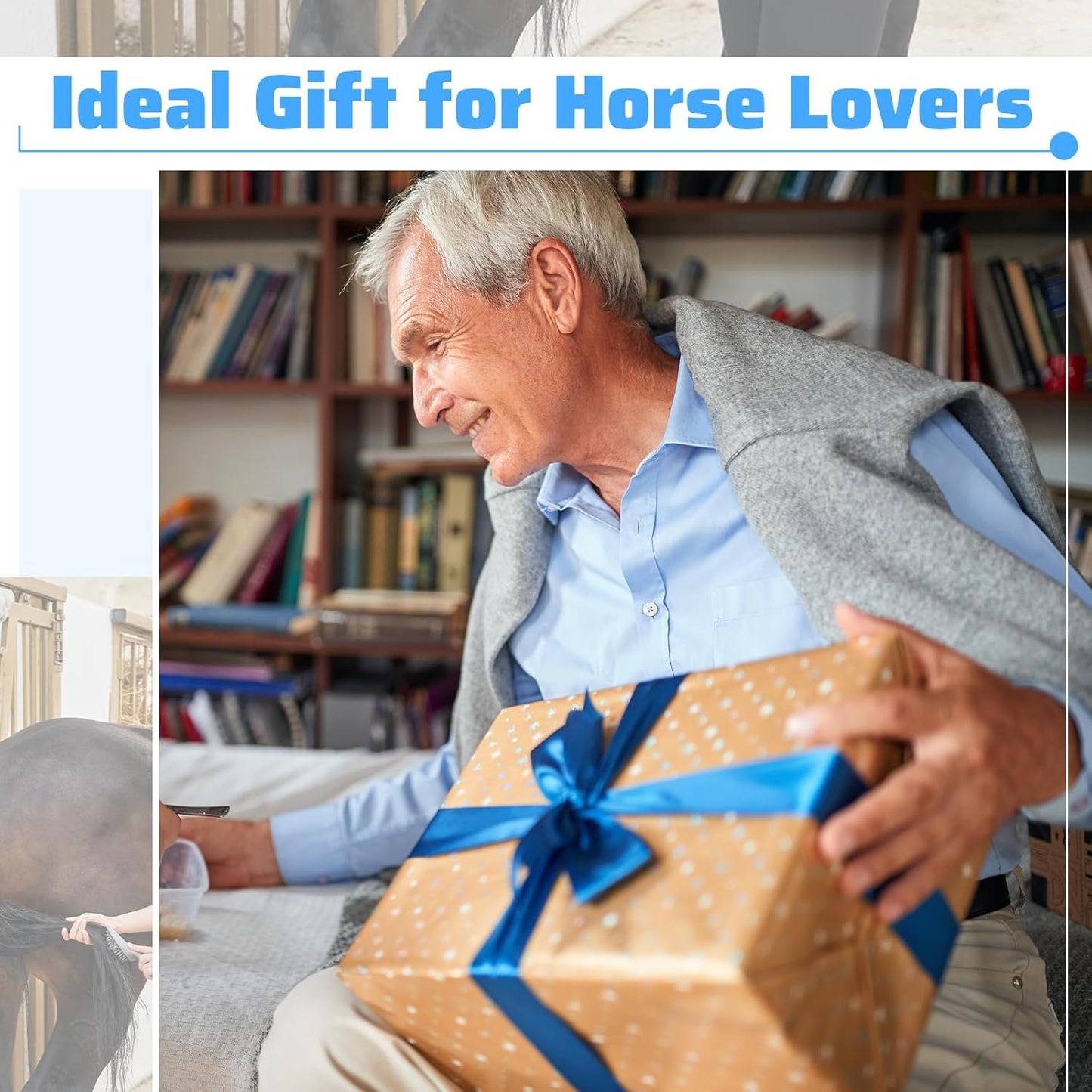 Abbylike 12 Pieces Horse Grooming Kit Racing Festival Tack Room Supplies Horse Brush Sets Equine Care Cleaning Kit Shedding Grooming Massaging Tools(Blue)