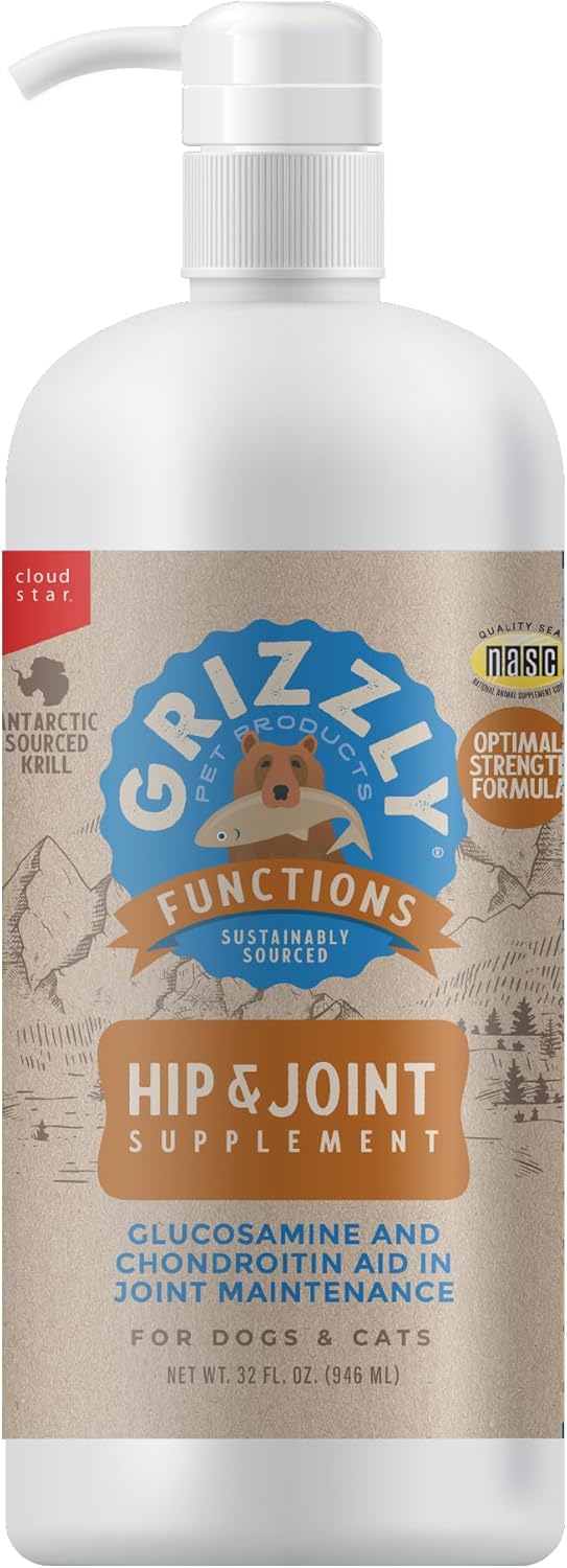 Grizzly Pet Products Joint Aid Liquid Hip and Joint Health Supplement Product for Dogs and Cats, 32 Ounce