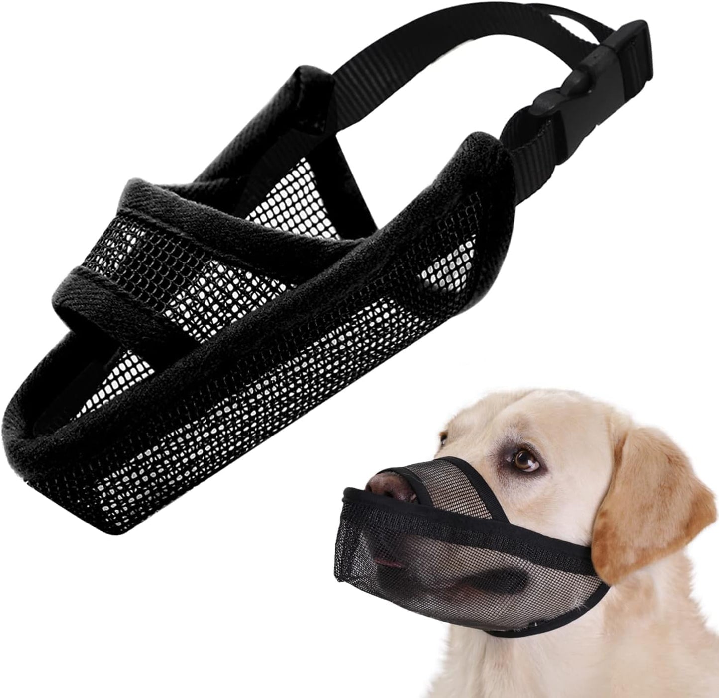 Crazy Felix Nylon Dog Muzzle for Small Medium Large Dogs Poodle Labrador Golden Retriever Doberman, Air Mesh Breathable and Drinkable Pet Mouth Guard for Anti-Biting Chewing Scavenging(Black,M)