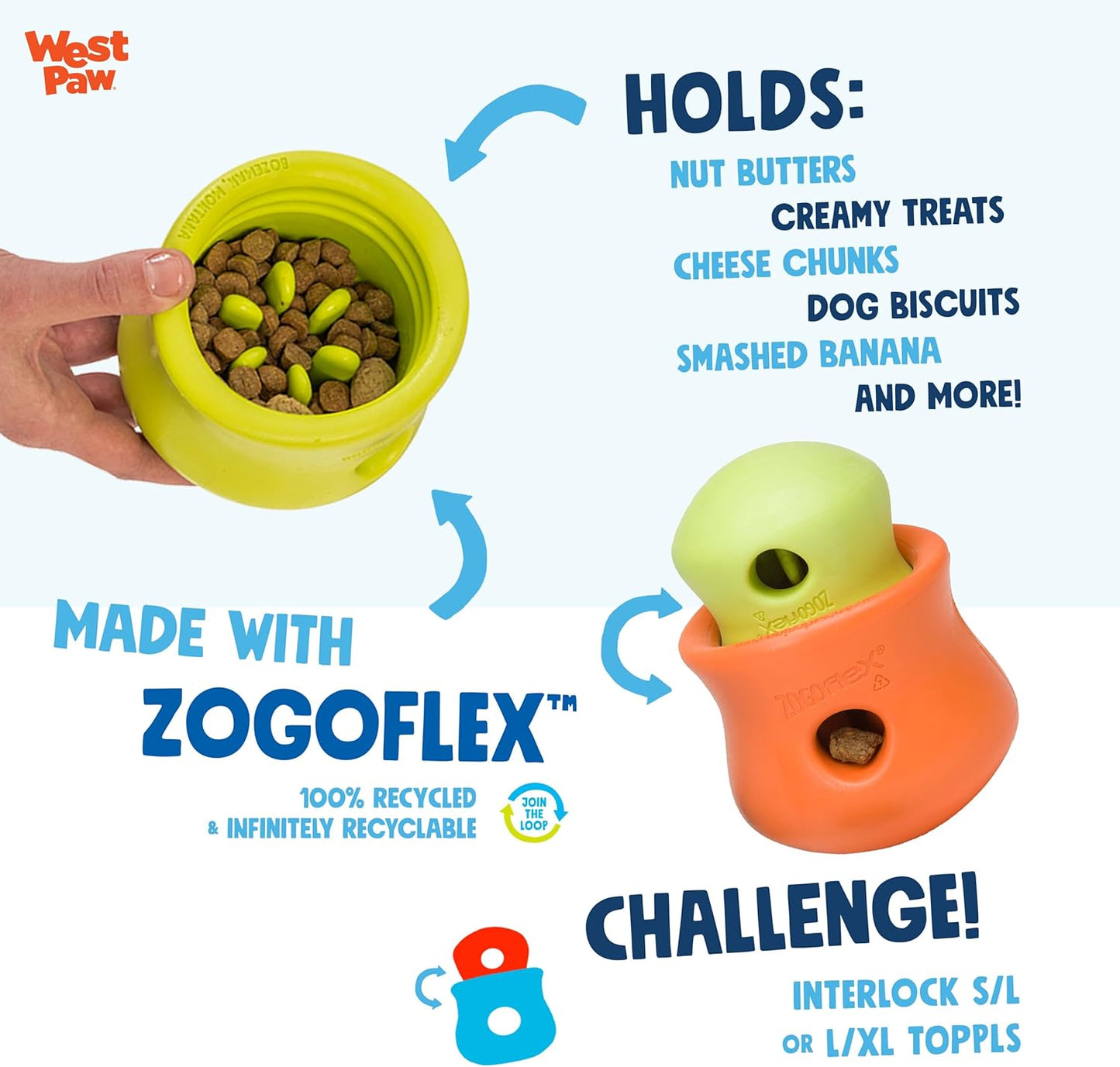 WEST PAW Zogoflex Limited Edition Toppl Treat Dispensing Dog Toy Puzzle – Interactive Chew Toys for Dogs – Dog Toy for Moderate Chewers, Fetch, Catch – Holds Kibble, Treats, Large 4", Mint