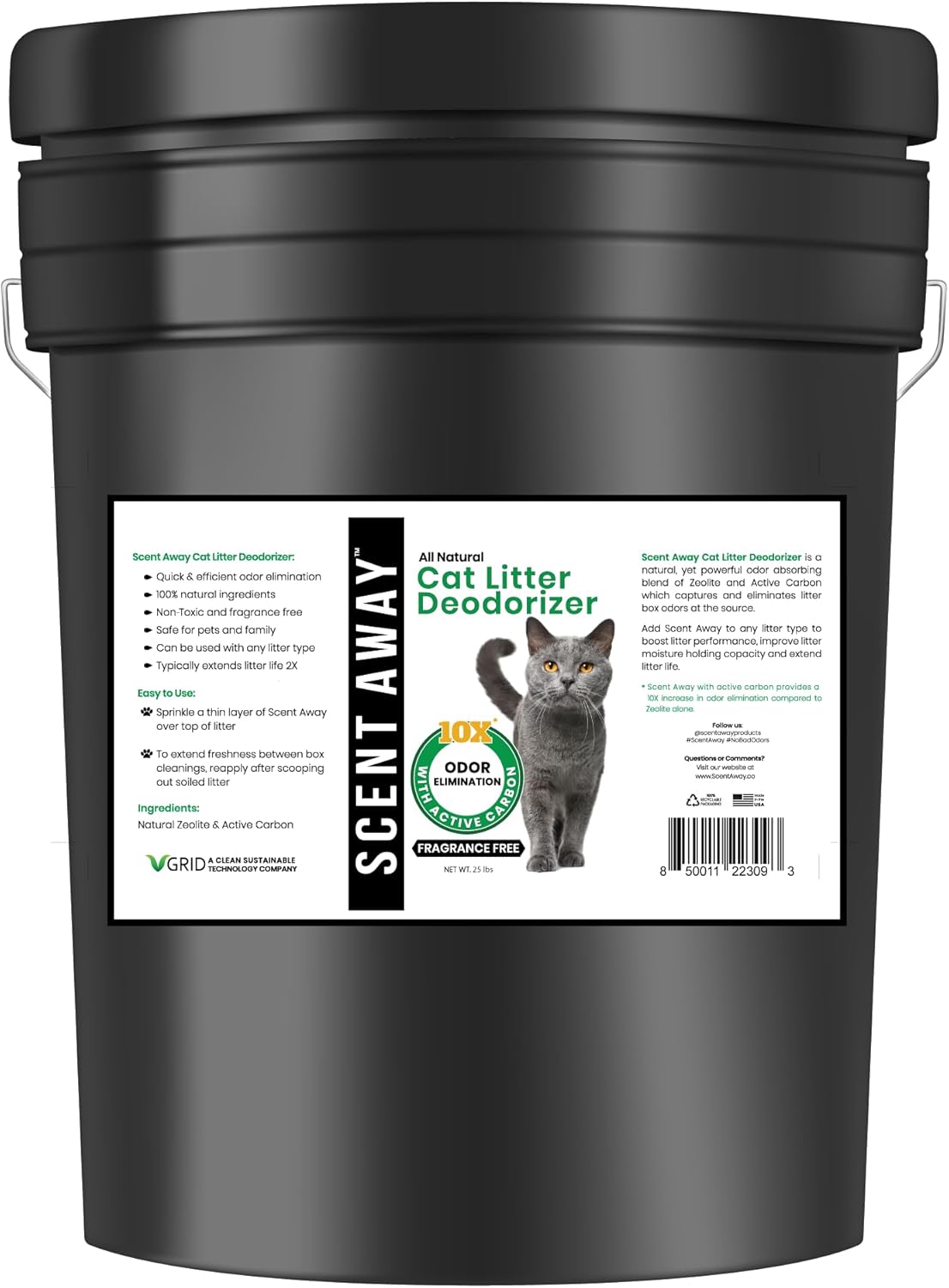 Cat Litter Deodorizer | Litter Box Odor Eliminator | Fragrance-Free with Active Carbon | Eliminates Cat Odors and Smells to Keep Your Home Fresh and Clean (25 LBs)