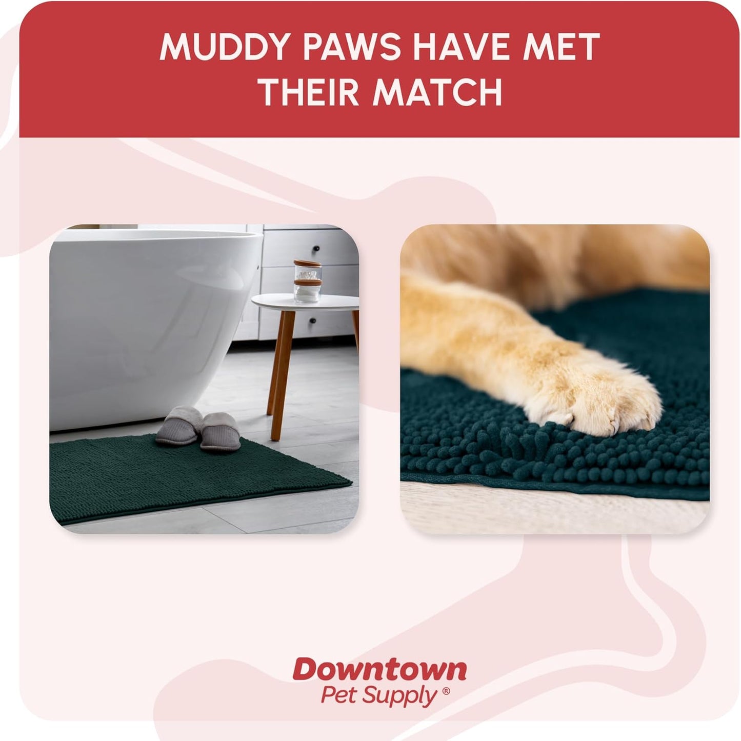 My Doggy Place Microfiber Dog Mat for Muddy Paws, 8' x 2' Teal - Non-Slip, Absorbent and Quick-Drying Dog Paw Cleaning Mat, Washer and Dryer Safe - Hallway Runner