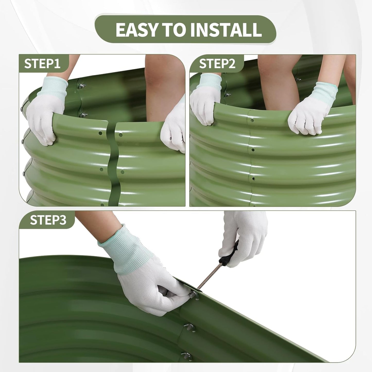 Galvanized Raised Garden Bed Outdoor- 2 Pcs Raised Beds for Gardening| Metal Planter Box, Steel Raised Garden Bed Kit with Gloves for Vegetables, Flower, Herbs (4x2x1FT, Green)