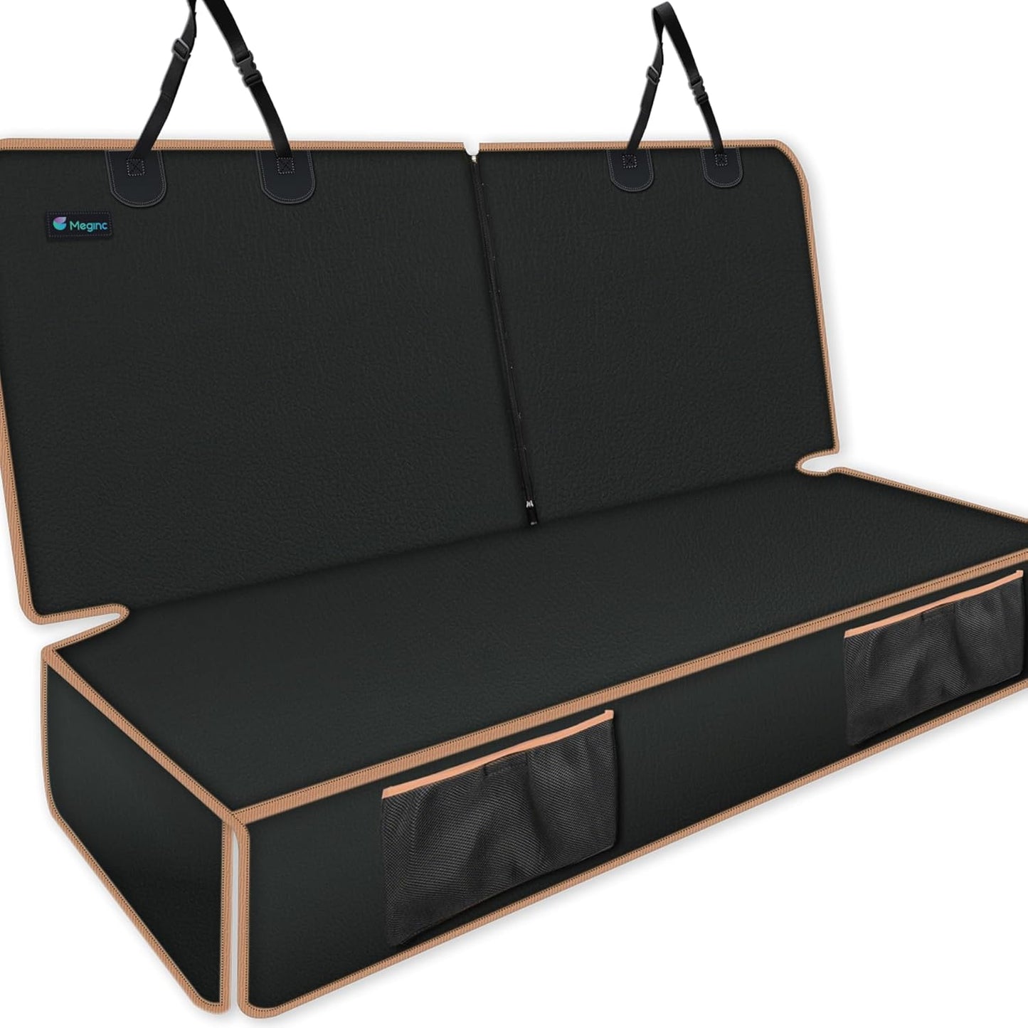 Dog Car Seat Cover for Back Seat, Waterproof PU Leather Bench Seat Covers for Trucks Ford F 150/Ram 1500/Chevy Silverado/GMC Covers, Non-Slip Back seat Pet Cover for Dogs in Car, Easy to Use and Clean