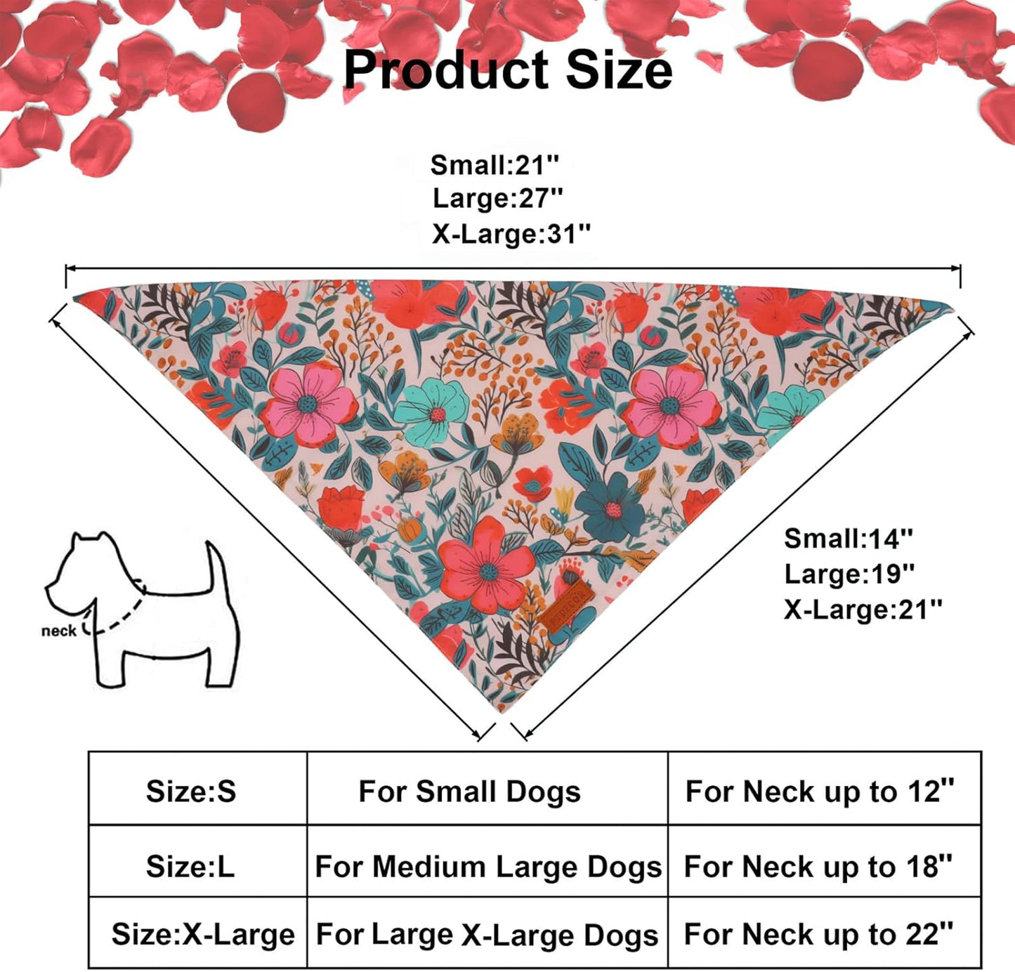 PTDECOR Flower Dog Bandana,2 Pcs Floral Reversible Dog Scarf, Multi Size, Triangle Pet Bandanas for Small Dogs (Flower, Small)